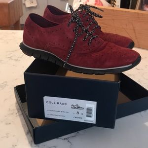 Red suede zerogrand by Cole haan. 8